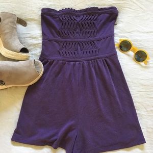 Purple Strapless Romper